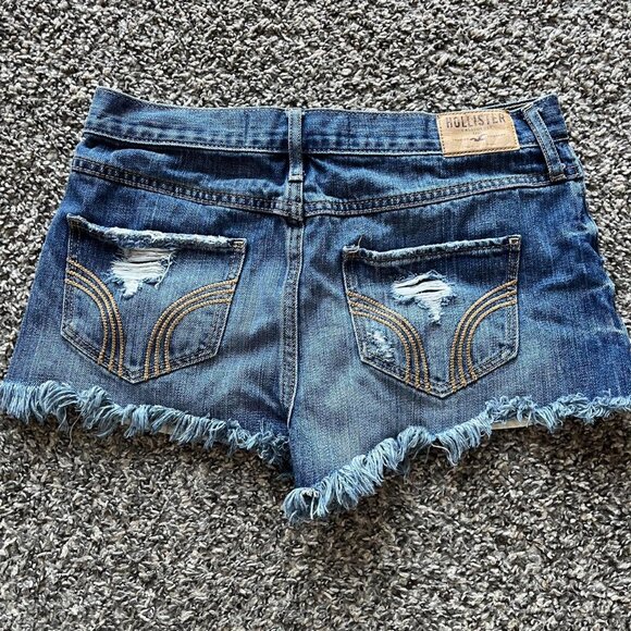 Y2K Babydoll Hollister Blue Denim Shorts Womens 5/27 Frayed Feminine Festival - Picture 4 of 8